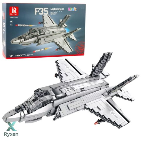 Klocki konstrukcyjne Samolot Myśliwski F-35 Lightning II Szary 1490 el. LEAN TOYS