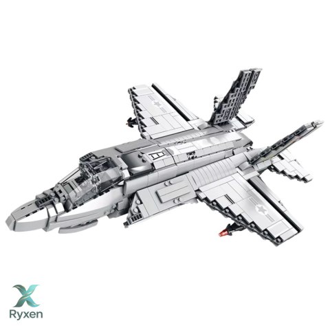 Klocki konstrukcyjne Samolot Myśliwski F-35 Lightning II Szary 1490 el. LEAN TOYS