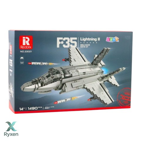 Klocki konstrukcyjne Samolot Myśliwski F-35 Lightning II Szary 1490 el. LEAN TOYS