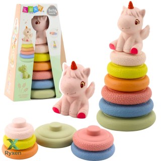 Miękka Piramida Sensoryczna Jednorożec Gumowa EKO Kolorowa LEAN TOYS