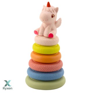 Miękka Piramida Sensoryczna Jednorożec Gumowa EKO Kolorowa LEAN TOYS