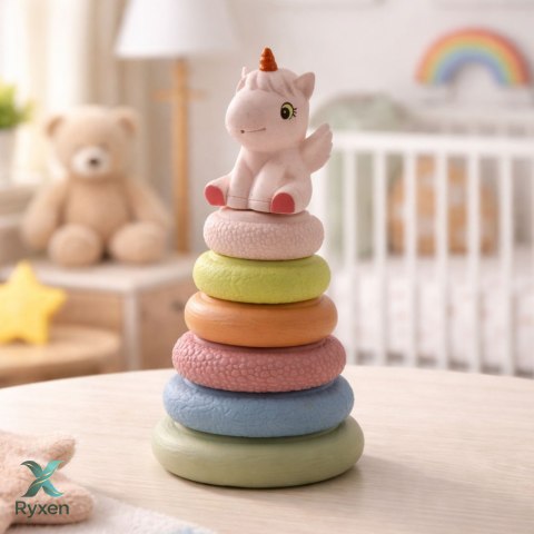 Miękka Piramida Sensoryczna Jednorożec Gumowa EKO Kolorowa LEAN TOYS