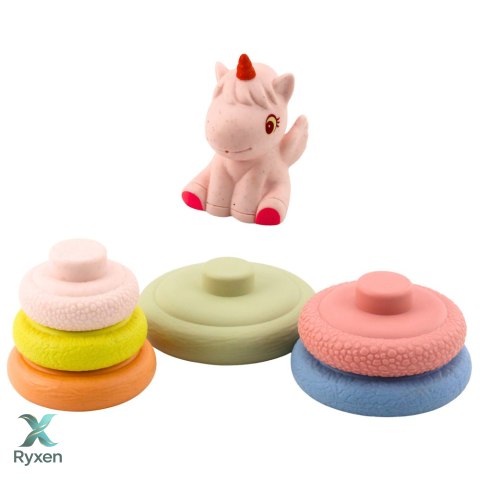 Miękka Piramida Sensoryczna Jednorożec Gumowa EKO Kolorowa LEAN TOYS