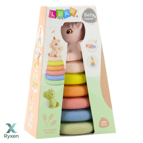 Miękka Piramida Sensoryczna Jednorożec Gumowa EKO Kolorowa LEAN TOYS