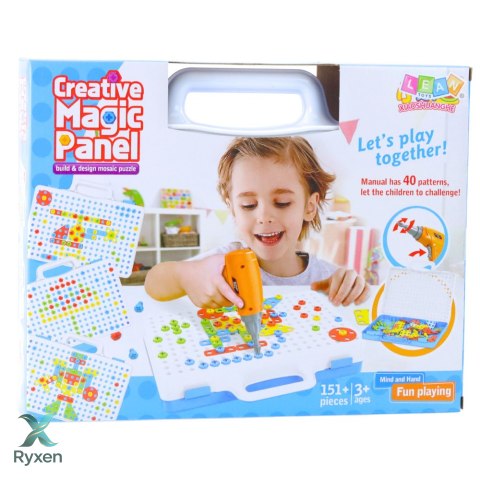 Zestaw Puzzle Klocki Edukacyjne z Wkrętarką Dla Dzieci Walizka 151 el. LEAN TOYS