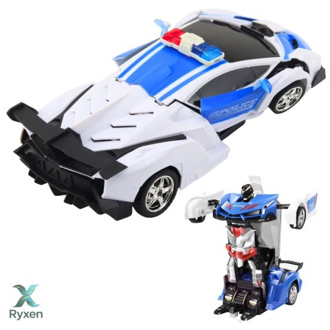 Auto Robot 2W1 Policja Radiowóz Policyjny Zdalnie Sterowany RC 1:18 LEAN TOYS