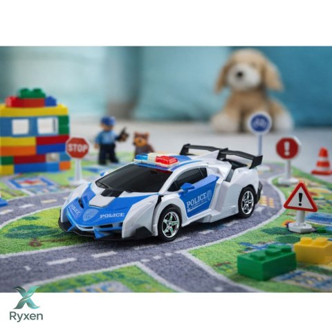 Auto Robot 2W1 Policja Radiowóz Policyjny Zdalnie Sterowany RC 1:18 LEAN TOYS