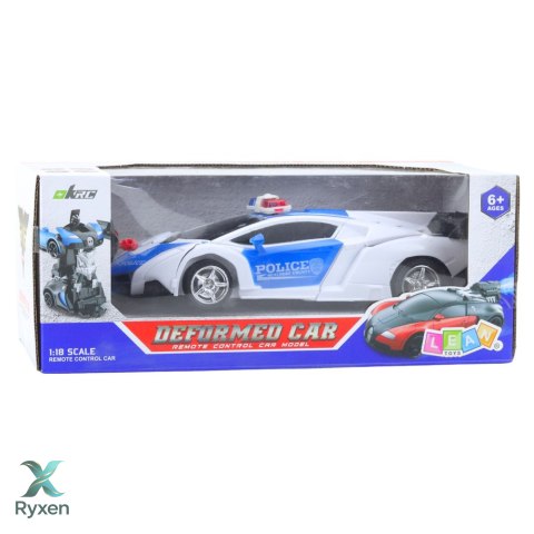 Auto Robot 2W1 Policja Radiowóz Policyjny Zdalnie Sterowany RC 1:18 LEAN TOYS