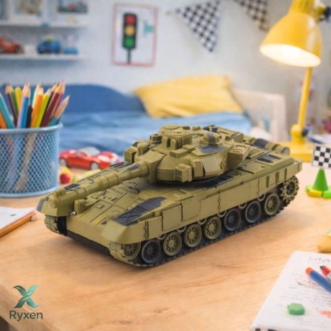 Czołg Wojskowy T90 Zdalnie Sterowany RC Światła Dźwięki Piaskowy 1:18 LEAN TOYS