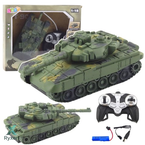 Czołg Wojskowy T90 Zdalnie Sterowany RC Światła Dźwięki Zielony 1:18 LEAN TOYS