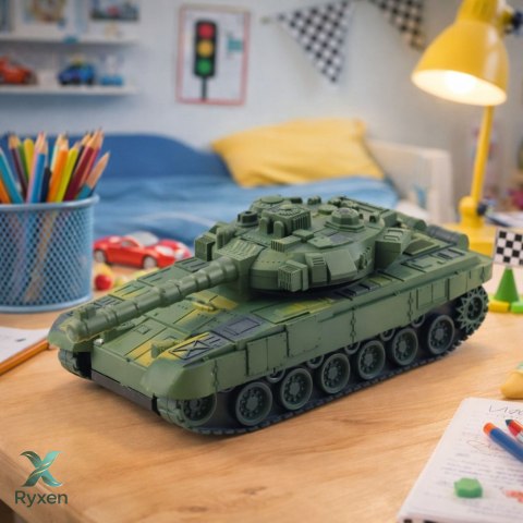 Czołg Wojskowy T90 Zdalnie Sterowany RC Światła Dźwięki Zielony 1:18 LEAN TOYS