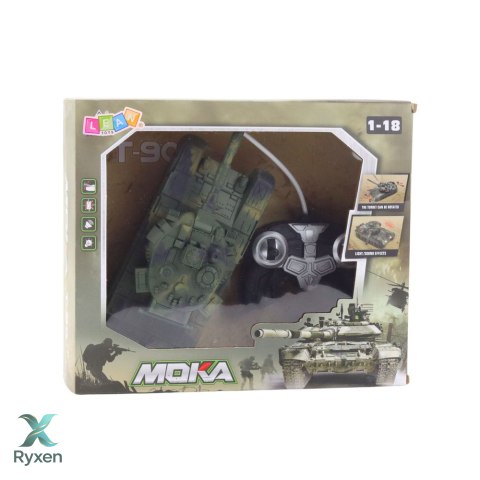 Czołg Wojskowy T90 Zdalnie Sterowany RC Światła Dźwięki Zielony 1:18 LEAN TOYS