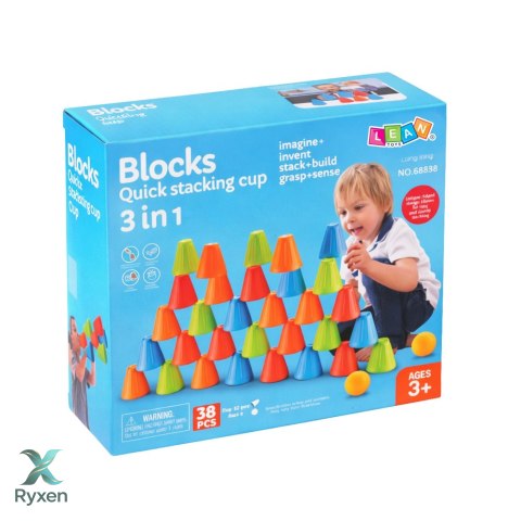 Gra Zręcznościowa Edukacyjna Szybkie Kubeczki 3w1 Piłki Kubki 38 el. LEAN TOYS