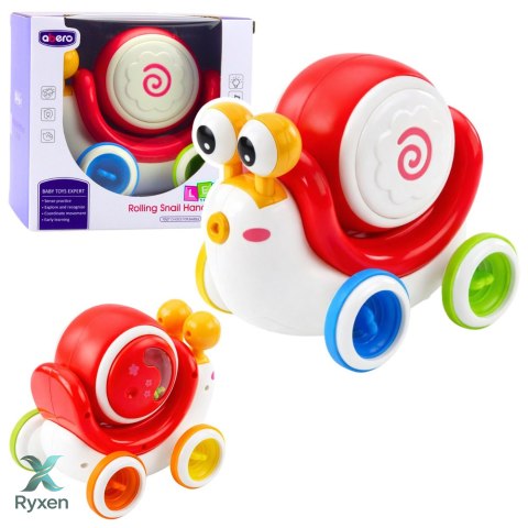 Interaktywny Ślimak Jeżdżący Bębenek Muzyczny Edukacyjny Czerwony LEAN TOYS