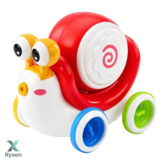 Interaktywny Ślimak Jeżdżący Bębenek Muzyczny Edukacyjny Czerwony LEAN TOYS