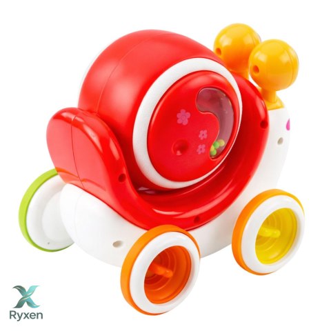 Interaktywny Ślimak Jeżdżący Bębenek Muzyczny Edukacyjny Czerwony LEAN TOYS