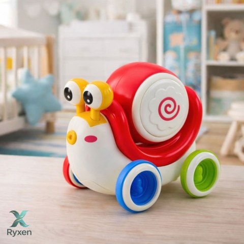 Interaktywny Ślimak Jeżdżący Bębenek Muzyczny Edukacyjny Czerwony LEAN TOYS