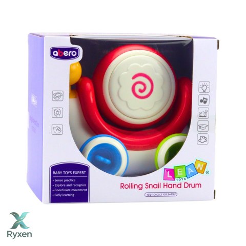 Interaktywny Ślimak Jeżdżący Bębenek Muzyczny Edukacyjny Czerwony LEAN TOYS