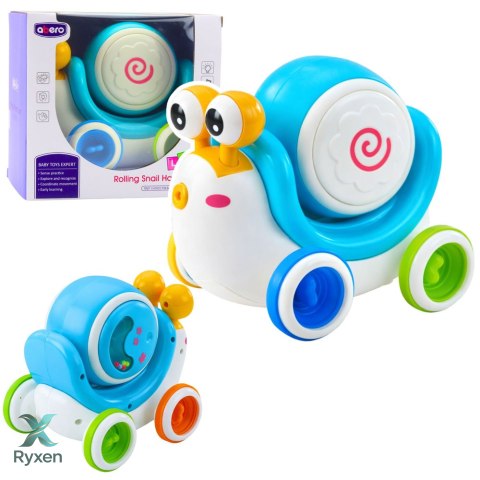 Interaktywny Ślimak Jeżdżący Bębenek Muzyczny Edukacyjny Niebieski LEAN TOYS