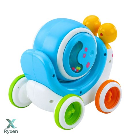 Interaktywny Ślimak Jeżdżący Bębenek Muzyczny Edukacyjny Niebieski LEAN TOYS