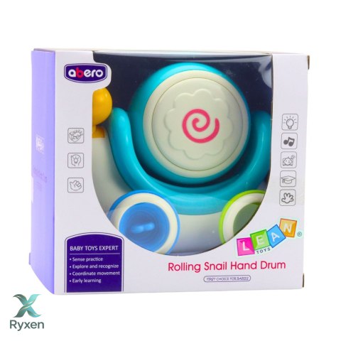 Interaktywny Ślimak Jeżdżący Bębenek Muzyczny Edukacyjny Niebieski LEAN TOYS