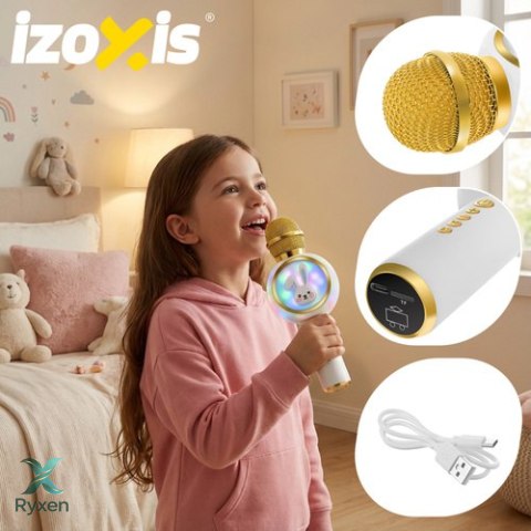 Mikrofon karaoke bezprzewodowy biały Izoxis 27047 IZOXIS
