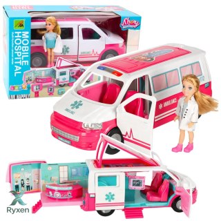 Mobilny Szpital Karetka Ambulans 2W1 Lalka Doktor Akcesoria Medyczne LEAN TOYS