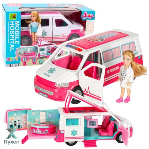 Mobilny Szpital Karetka Ambulans 2W1 Lalka Doktor Akcesoria Medyczne LEAN TOYS