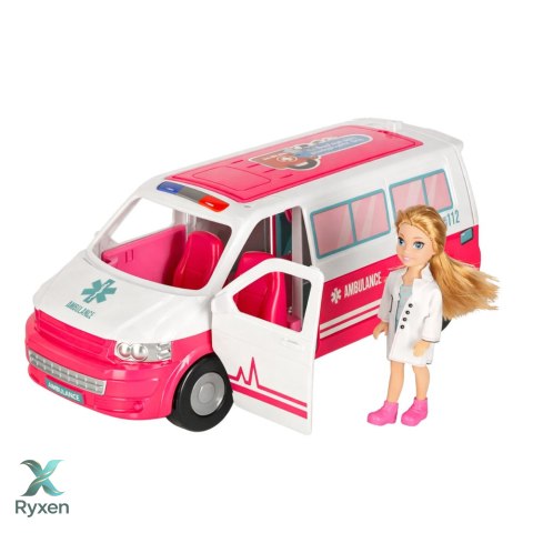 Mobilny Szpital Karetka Ambulans 2W1 Lalka Doktor Akcesoria Medyczne LEAN TOYS