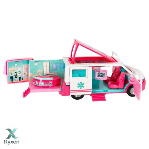 Mobilny Szpital Karetka Ambulans 2W1 Lalka Doktor Akcesoria Medyczne LEAN TOYS