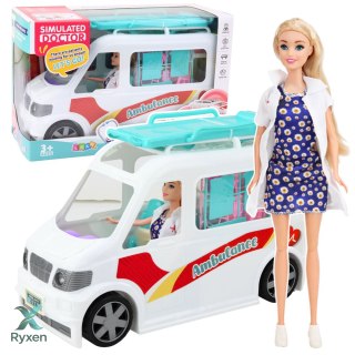 Mobilny Szpital Karetka Ambulans Z Noszami 2W1 Lalka Doktor Akcesoria LEAN TOYS