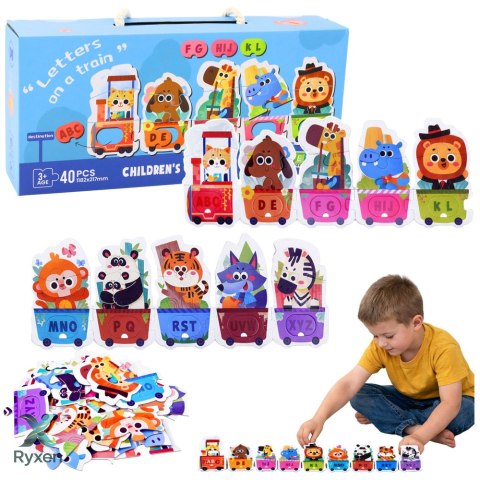 Puzzle Edukacyjne Dla Malucha Alfabet Pociąg Ze Zwierzętami 40 el. LEAN TOYS
