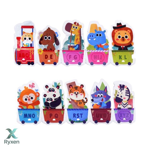 Puzzle Edukacyjne Dla Malucha Alfabet Pociąg Ze Zwierzętami 40 el. LEAN TOYS