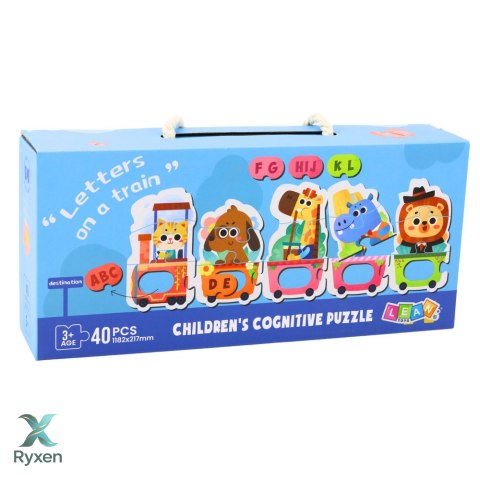 Puzzle Edukacyjne Dla Malucha Alfabet Pociąg Ze Zwierzętami 40 el. LEAN TOYS