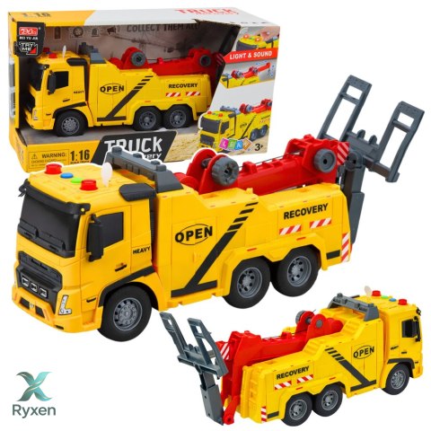 Samochód Holownik Pomoc Drogowa Hak Platforma Światła Dźwięki 1:16 LEAN TOYS