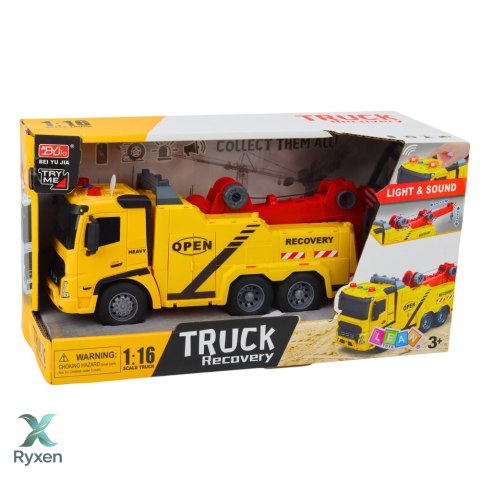 Samochód Holownik Pomoc Drogowa Hak Platforma Światła Dźwięki 1:16 LEAN TOYS