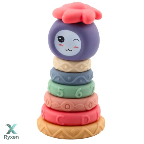 Wieża z Miękkich Klocków Piramida Sensoryczna Kolorowa 8 el. LEAN TOYS