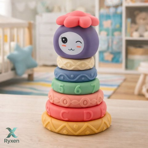 Wieża z Miękkich Klocków Piramida Sensoryczna Kolorowa 8 el. LEAN TOYS