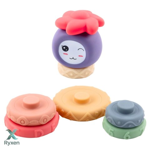 Wieża z Miękkich Klocków Piramida Sensoryczna Kolorowa 8 el. LEAN TOYS