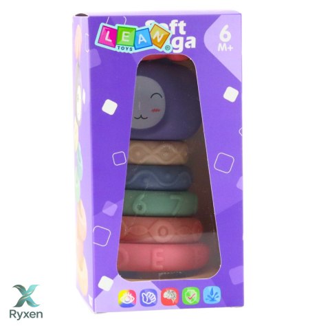 Wieża z Miękkich Klocków Piramida Sensoryczna Kolorowa 8 el. LEAN TOYS