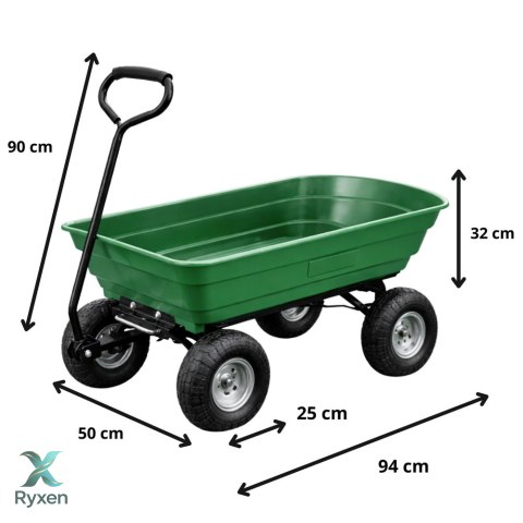 Wózek Ogrodowy Transportowy Wyjmowana Odchylana Taca Zielony 120 kg LEAN