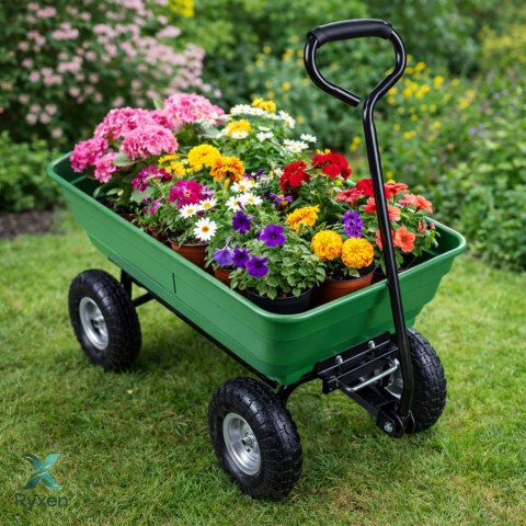 Wózek Ogrodowy Transportowy Wyjmowana Odchylana Taca Zielony 120 kg LEAN