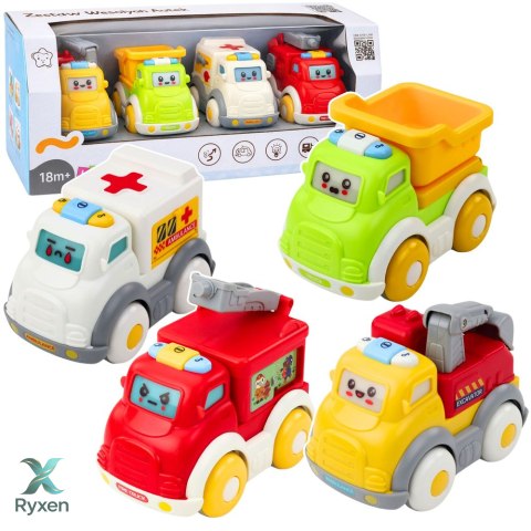 Zestaw Autka Miejskie Dla Malucha Napęd Ruchome Elementy Światła Dźwięki LEAN TOYS