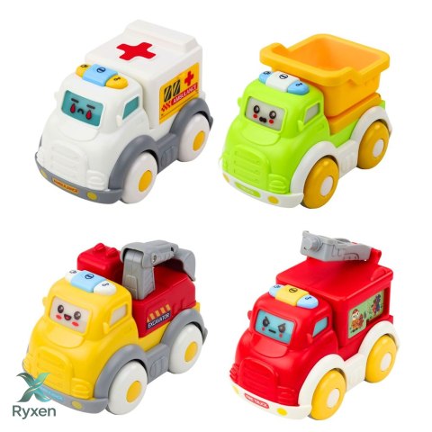 Zestaw Autka Miejskie Dla Malucha Napęd Ruchome Elementy Światła Dźwięki LEAN TOYS