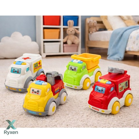 Zestaw Autka Miejskie Dla Malucha Napęd Ruchome Elementy Światła Dźwięki LEAN TOYS