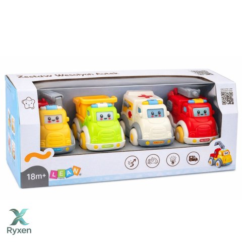Zestaw Autka Miejskie Dla Malucha Napęd Ruchome Elementy Światła Dźwięki LEAN TOYS