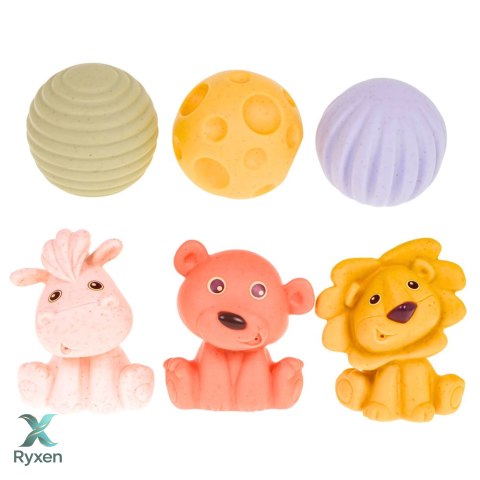 Zestaw Miękkie Klocki Sensoryczne Edukacyjne EKO Guma Zwierzęta 18 el. LEAN TOYS