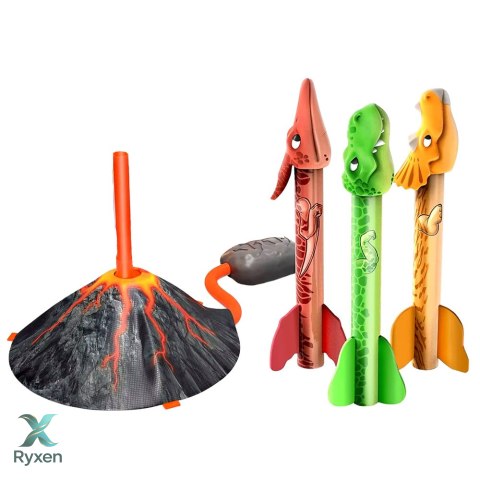 Zestaw Wyrzutnia Dinozaurów Wulkan Rakiety Piankowe Kolorowe LEAN TOYS