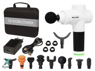 44-357# Pistolet do masażu masażer blow wave 4000 biały + 10 końcówek + walizka Blow