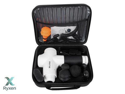 44-357# Pistolet do masażu masażer blow wave 4000 biały + 10 końcówek + walizka Blow